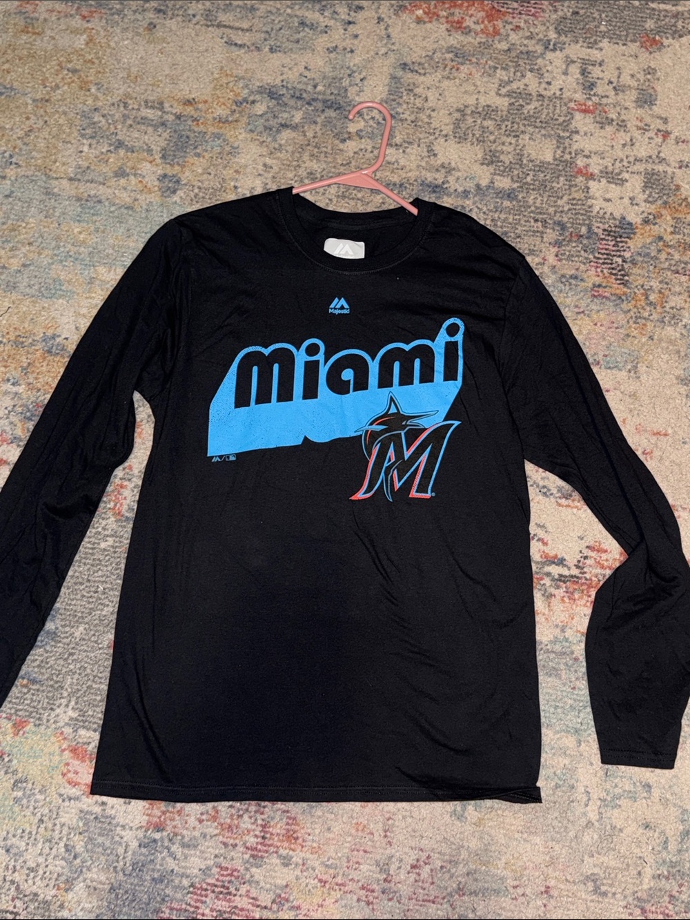 Miami Marlins Long Sleeve Tee - Black & Blue